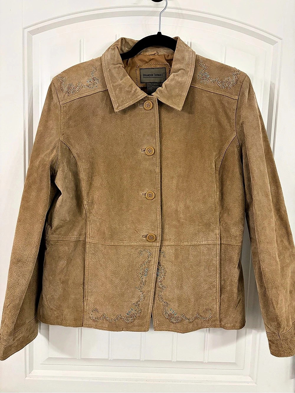 Vintage Brandon Thomas Embellished Brown Leather Jacket